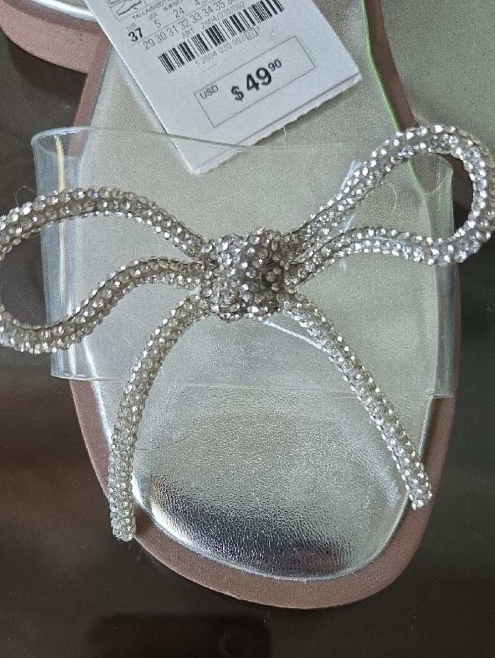 Zara Clear Strap Sandals with Crystal Bow - Silver - Picture 3 of 4